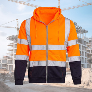 Ropa de trabajo de seguridad personalizada para la construcción al aire libre, ropa reflectante, chaqueta con capucha de manga larga y cremallera - Product Image 3