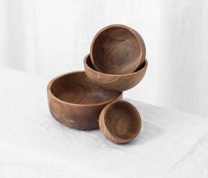 Lot de 5 bols élégants en bois d'acacia naturel fabriqués à la main Article d'ustensiles de cuisine Forme ronde Mini bols Ensemble Soupe Fruits Bol de service - Product Image 5