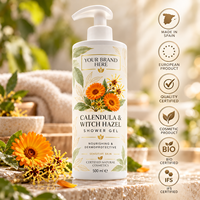 Gel douche à la calendula et à l'hamamélis, marque privée, 450 ml |   Gel Douche Hydratant Dermo-Protecteur pour Peaux Sensibles |   Espagne