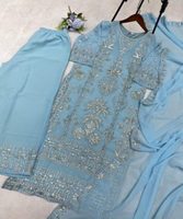 Baju Salwar Kameez Tradisional Vintage Siap Pakai untuk Wanita, 3 Potong, Katun, Atasan Anarkali, Bawahan, Dupatta, Panjang hingga Lantai