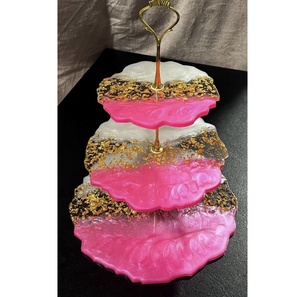 Celebración de fiesta de cumpleaños Soporte de plato de pastel de resina de madera clásico Diseñador moderno Soporte de pastel de 3 niveles de madera - Product Image 6