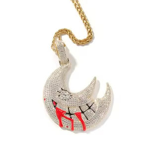 Style Hip Hop Glacé Bling Big CZ Lune Bouche Pendentif Moissanite Diamant Bijoux À La Mode Pendentifs Charmes - Product Image 4