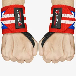 Katun Kustom Logo Lintas Pelatihan Angkat Beban Angkat Berat Gym Wrist Wraps Grosir Latihan Wrist Cuff Gym Straps