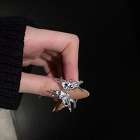 Ensemble de bagues en acier inoxydable plaqué or et argent, tendance, avec pierre en cristal vert, design bohème animal serpent, forme cœur, pour femme