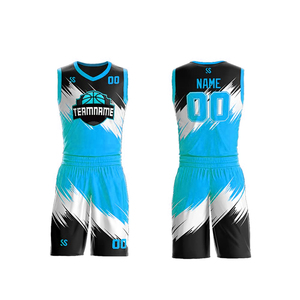 Maillot de basket-ball personnalisé Kit d'équipe pantalon col en V imprimé par sublimation haut de gamme respirant fabriqué au Pakistan de haute qualité personnalisé - Product Image 1