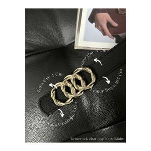 Ceinture pour femme avec boucle intégrée pour pantalons, vestes, robes et chemises - Noir-Or - Product Image 1
