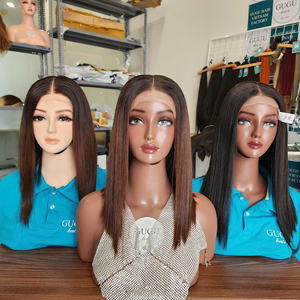 Offre Spéciale perruque de cheveux humains bruts vierges vietnamiens de couleur brune dentelle sans colle longue longueur avant fermeture à double tirage - Product Image 1