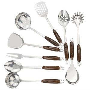 Utensilio plateado con mango colgante de madera para restaurante y boda, herramienta de cocina y servicio, juego de cuchara de servicio - Product Image 1