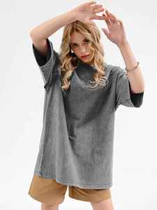เสื้อยืดคอกลมแขนสั้นทรงสตรีทสไตล์ผ้าคอตตอน/โพลีเอสเตอร์ผสมเนื้อหนัก ซักกรด ระบายอากาศได้ดี สำหรับผู้ชาย  ผลิตตามสั่งจากโรงงาน - Product Image 4