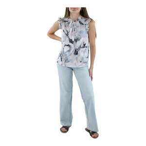 Maglia Casual da Donna Calvin Klein con Stampa e Collo Annodabile, Blu, Taglia Piccola, per Estate e Autunno, Spessore Leggero - Product Image 1