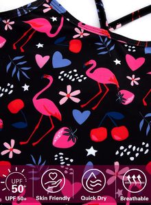 Maillots de bain une pièce pour filles UPF 50 + pour l'été Maillot de bain de plage à séchage rapide Maillot de course à bretelles croisées pour 2 à 10 ans - Product Image 4