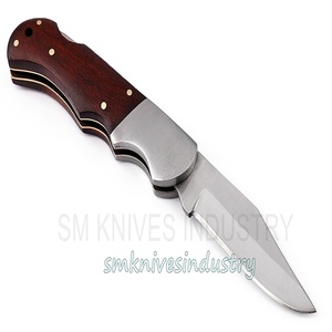 Navaja de Supervivencia para Exteriores, Apertura Deslizante, Alta Dureza, Acero de Damasco VG10, Borde Biselado, Punta de Caída, Mango de Ébano, Grado Industrial, 1 Año de Garantía - Product Image 3