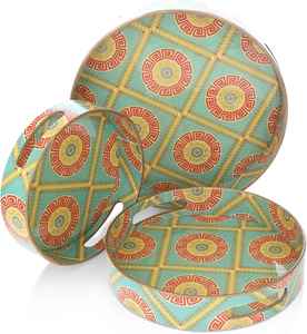 Juego de bandejas de madera de resina pintadas a mano, bandejas circulares redondas para servir para desayuno y sushi, vajilla elegante, juegos de bandejas decorativas - Product Image 3