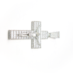 Hip Hop VVS Bling Moissanite Pendentif croix en grappe coupe princesse pour homme avec testeur de diamants en argent sterling 925 - Product Image 3