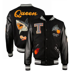 Gran oferta, chaquetas universitarias para hombre, manga de cuero abotonada, chaqueta universitaria de Color negro para hombre adulto con bordado de chenilla - Product Image 6