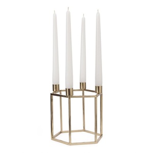 Candelabro Geométrico Moderno de Aluminio Ecológico, Portavelas Hexagonal para Centro de Mesa de Navidad, Bodas y Decoración del Hogar - Product Image 1