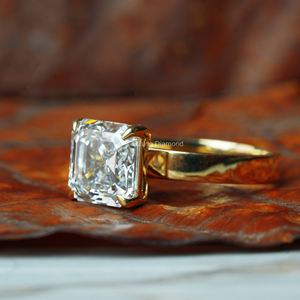 Bague de fiançailles en diamant jaune 3.5 ct Asscher Cut Lab Grown Cadeau d'anniversaire en or jaune CVD Diamond Solitaire - Product Image 2
