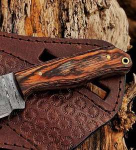 Cuchillo de caza de acero de Damasco hecho a mano OEM, cuchillo Skinner, cuchillo de hoja fija para uso diario con mango de madera - Product Image 3