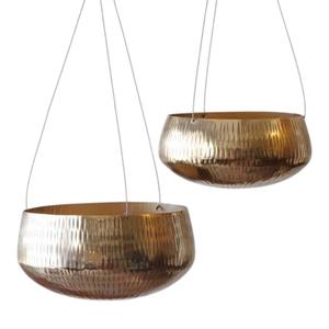 Ensemble de jardinières doubles en laiton côtelé avec cordons réglables pour une décoration moderne d'intérieur et d'extérieur - Product Image 6