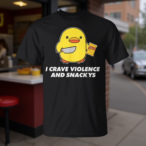 Camiseta con Estampado de Pato y Frases, Temática de Snackys y Violence Craving, para Promociones - Product Image 3