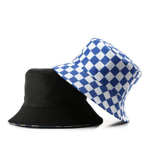 Sombrero de cubo de algodón reversible personalizado, diseño a cuadros para exteriores, verano, protección solar, pescadores y gorra de pesca de viaje informal - Product Image 2