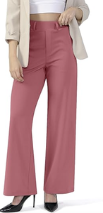 Pantalons de travail décontractés pour femmes, coupe large, droite, pour le bureau, à enfiler, avec poches - Product Image 6