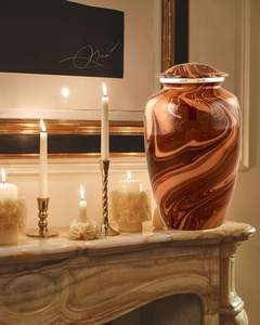 Urna marrón para cenizas humanas Urnas conmemorativas para adultos para cenizas humanas Urna de cremación decorativa para cenizas de adultos Tamaño personalizado - Product Image 3