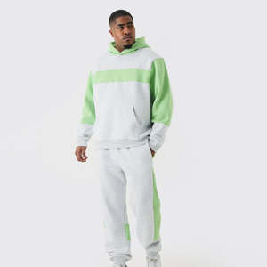 Chándal de Fitness holgado de moda para hombre, traje de entrenamiento y correr de invierno, nuevo estilo, cómodo chándal de bloque de Color para hombre - Product Image 1