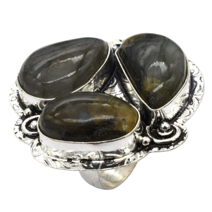 แหวนอัญมณีลาบราดอไรต์สีเงินธรรมชาติวินเทจหลากขนาด5-11เรือนสำหรับผู้หญิงคริสเตียนปาร์ตี้งานแต่งงานขายส่ง - Product Image 1