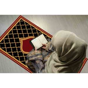 พรมละหมาดสีแดง: แผ่นรองละหมาดกันลื่น ของขวัญสำหรับชาวมุสลิม พร้อมพรมขนนุ่ม - Product Image 2