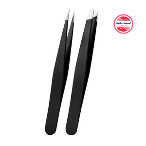 Pinzas para cejas Juego de pinzas de acero inoxidable de 2 piezas con estuche de cuero Herramientas de recorte de depilación - Product Image 5