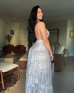 Summer Flower Print <b>White</b> Sleeveless <b>Women</b> Elegant Vintage 100% Cotton Backless <b>Long</b> Maxi <b>Dress</b> <b>for</b> <b>Women</b> - Product Image 3