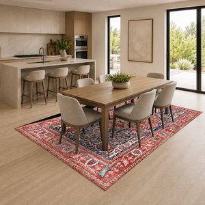 RUGS DEPOT LXDP-0065 Wholesale Red Burgundy Traditional Medallion Digital Printed Machine Washable Chenille Area Rug Non <b>Slip</b> - Product Image 4