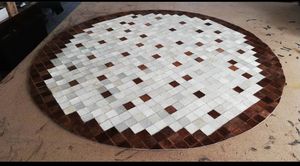 พรมปูพื้นลายดอกไม้ทำด้วยมือทำจากหนังสำหรับห้องนอนและห้องนั่งเล่น - Product Image 2