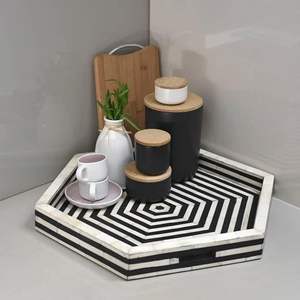 Plateau de service en incrustation d'os décoratif Bone Art Floral Design Bone Inlay Plateau de service fait à la main pour une table basse élégante à bas prix - Product Image 4