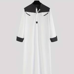 Moda OEM de alta calidad sólido de talla grande otoño túnica islámica hombres Arabia Saudita diseño largo Thobe musulmán hombre Thobe /Thawb - Product Image 3