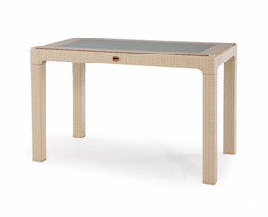 Moderno Juego de Comedor para Jardín para 4 Personas, Mesa de Efecto Ratán Antracita de 70x120cm con Tapa de Cristal, Sillas sin Brazos, Resistente a la Intemperie, para Hotel - Product Image 3