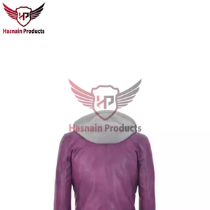 Blouson Bomber Homme en Cuir Véritable Violet avec Capuche Amovible, Bordure en Tricot Côtelé, Style Classique et Chaud pour l'Hiver - Product Image 5
