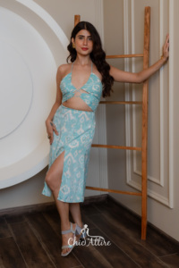 บราเดรสชิ้นเดียวเข้ารูปพิมพ์ลายพาสลีย์สีน้ำอย่างสง่างามชุดเดรสฤดูร้อนคอไม่สมมาตรสไตล์วินเทจสุดชิคขนาดพิเศษ - Product Image 5