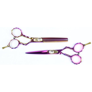 Tijeras de peluquero Premium Mango de bambú Tijeras de acero inoxidable - Product Image 1