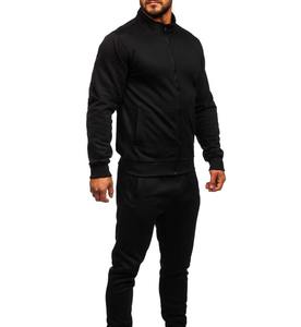 Ensemble surdimensionné de survêtements en coton avec double fermeture éclair et logo personnalisé de haute qualité pour hommes, en polaire lourde avec fermeture éclair, grande taille - Product Image 2