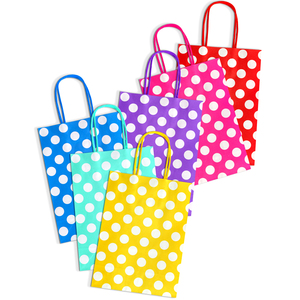 Bolsas de Papel para Compras con Estampado Digital de Puntos de Colores, Asas de Cuerda de Algodón, Papel Reciclable, Estilo Clásico para Regalos y Manualidades - Product Image 2