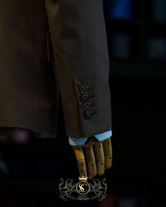 #207 Blazer d'affaires pour hommes respirant à manches longues col en V plissé devant simple boutonnage grande taille costumes d'affaires pour adultes - Product Image 2