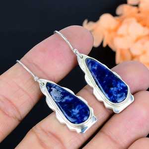 Boucles d'oreilles en Sodalite Bleue, Argent Sterling 925, Or, Certifiées IGI, Bijoux Faits Main pour Femme, Élégantes pour Anniversaire ou Soirée - Product Image 4