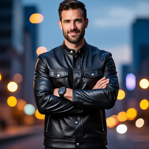 Vêtements d'extérieur Letterman broderie patchs vestes hommes vache mouton Streetwear cuir moto vestes Letterman cuir manteau hommes - Product Image 1