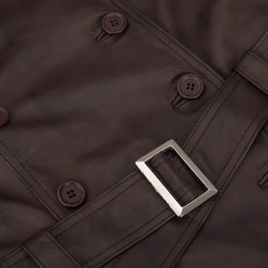 Manteaux en cuir véritable à double boutonnage pour femmes manteaux en cuir véritable résistants aux intempéries et respirants en gros - Product Image 6