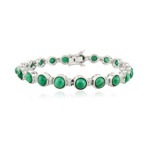 925 joyería de plata sólida hecha a mano malaquita Real y pulsera de tenis de diamante americano para regalo artículo al por mayor a granel bajo Moq - Product Image 1