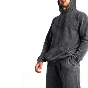 Chándal lavado con ácido de alta calidad para hombre, 100% algodón, ropa de calle ligera, estilo personalizado, Impresión de logotipo para invierno - Product Image 2