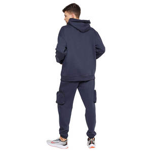 Survêtement 2 pièces en éponge française surdimensionné et respirant 100% coton pour hommes, ensemble à motif solide pour la saison d'hiver - Product Image 5