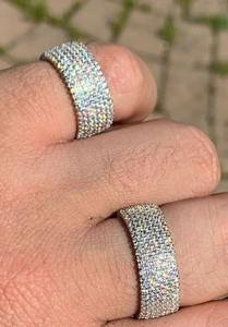 แหวนเพชรโมอีสทรงกลมสีขาวแหวนหมั้นแหวนเพชรโมอิสสวยงามของขวัญสำหรับเธอ - Product Image 3